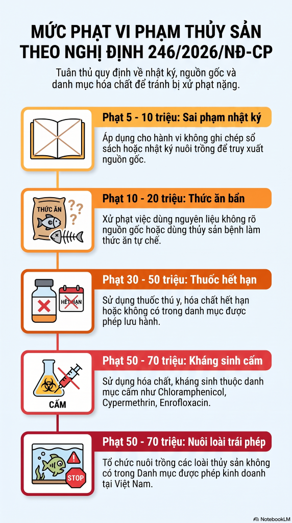 Nghị định số 246/2026/NĐ-CP quy định về xử phạt vi phạm hành chính trong lĩnh vực thủy sản