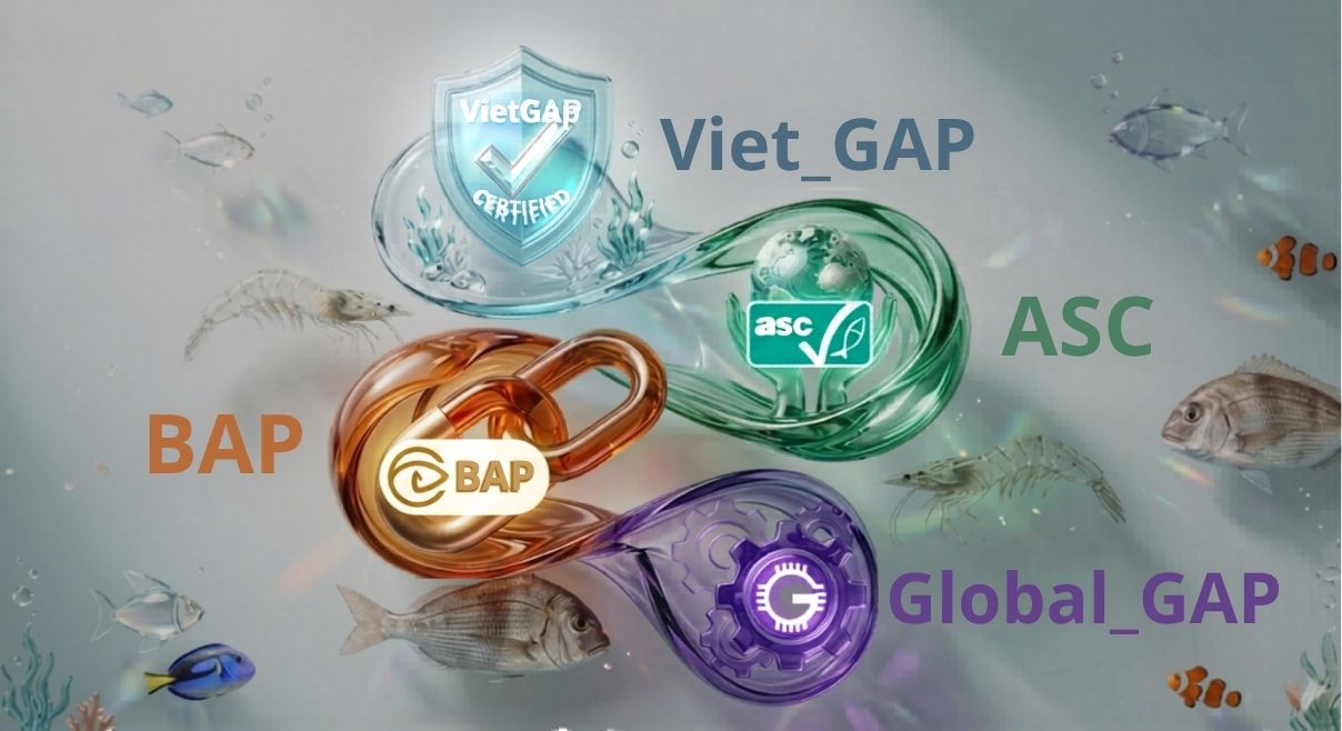 Các tiêu chuẩn chứng nhận thủy sản cốt lõi (ASC, BAP, GlobalGAP, VietGAP) tại Việt Nam