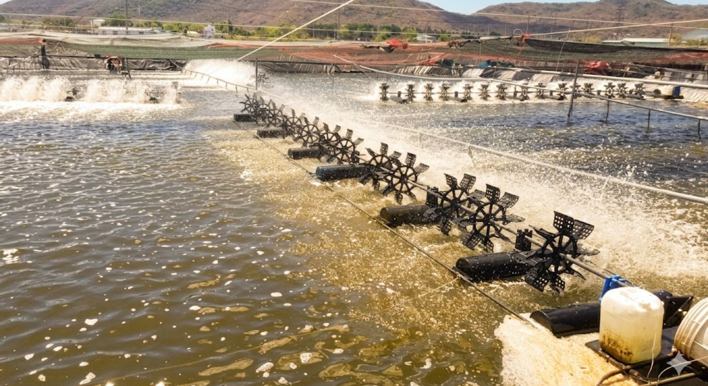 Ảnh ao tôm mùa nắng