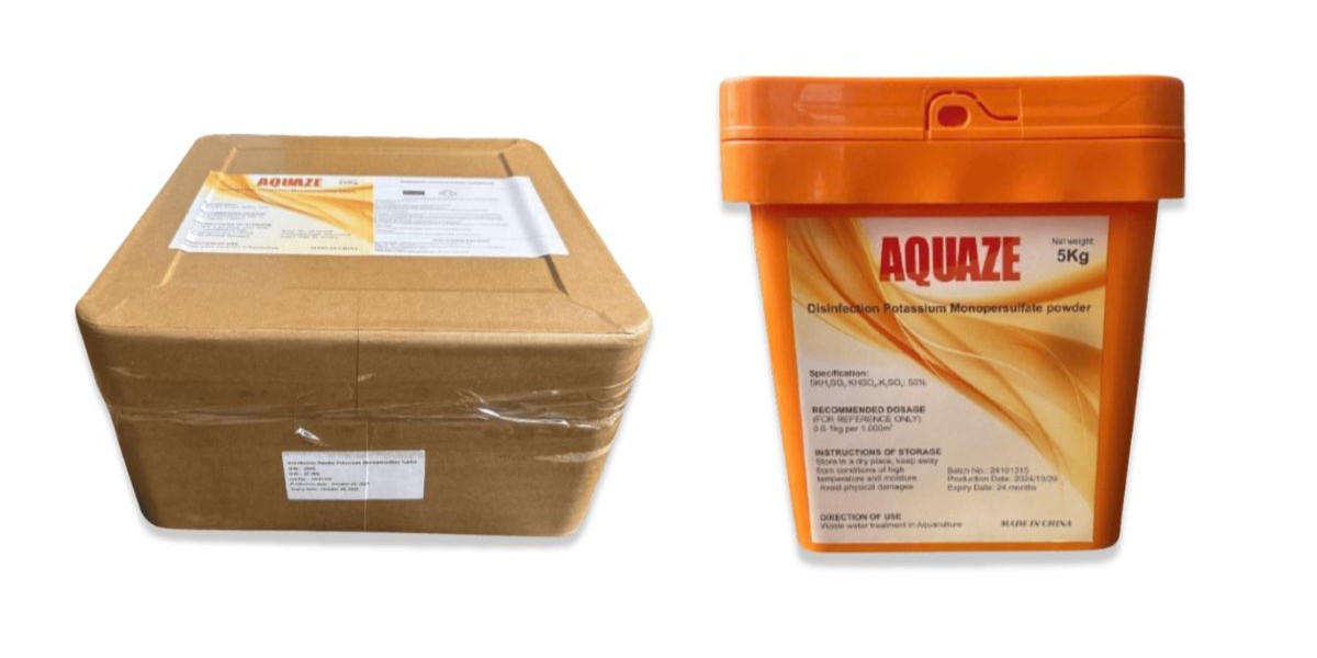 AQUAZE Xô hóa chất sát trùng AQUAZE 5kg màu cam và thùng carton đóng gói sản phẩm