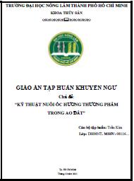 Giáo án tập huấn khuyến ngư: Kỹ thuật nuôi ốc hương trong ao đất