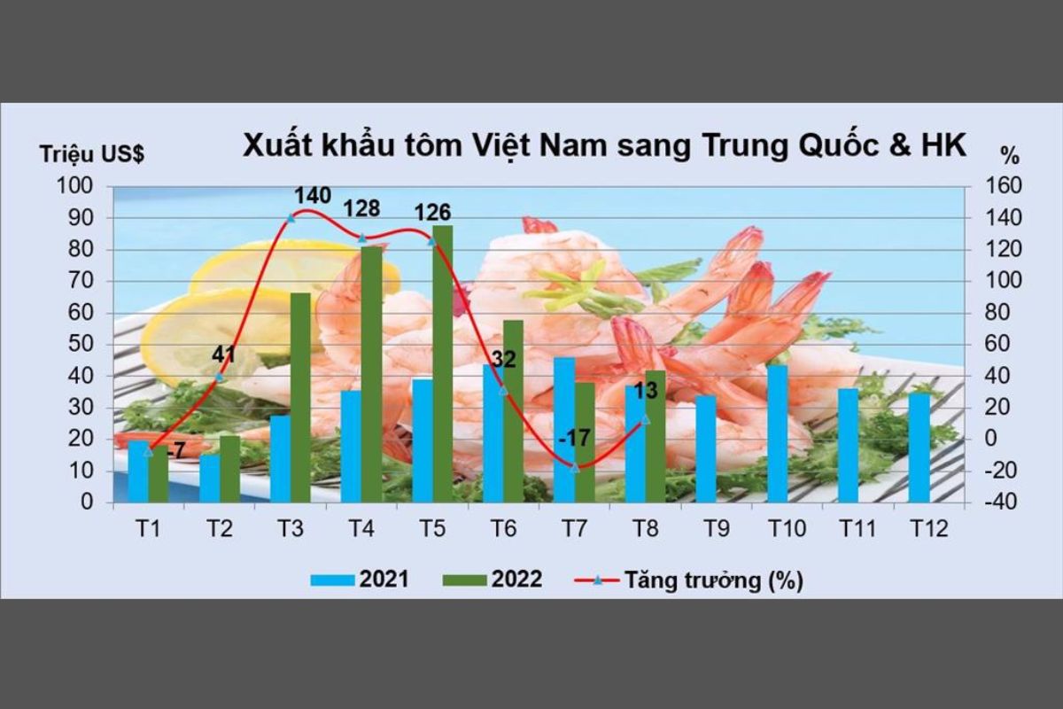 Biểu đồ xuất khẩu tôm