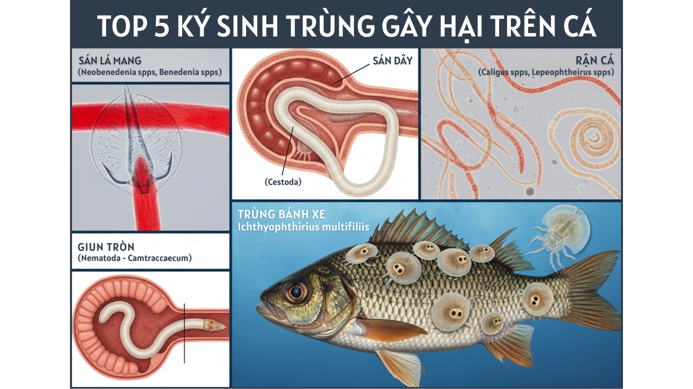 Top 5 ký sinh trùng gây hại nhiều nhất trên cá 