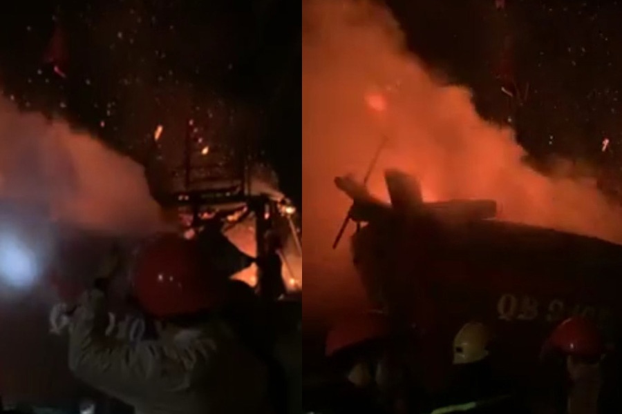 tàu cá bốc cháy