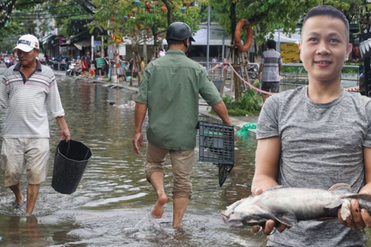 Đánh bắt cá sau mưa