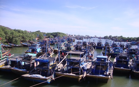 Số lượng tàu đánh cá lớn trên địa bàn tỉnh Kiên Giang đang là một trong những nguyên nhân đe dọa gây ô nhiễm môi trường biển (Ảnh: K.V)