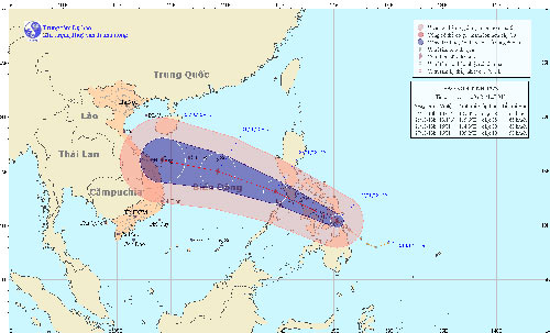 Đường đi và vị trí cơn bão
