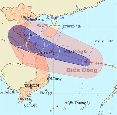 Vị trí và hướng đi của bão số 8. (Ảnh: Trung tâm Dự báo Khí tượng KTTVTƯ)