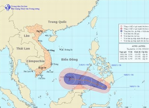Hình ảnh dự báo đường đi của áp thấp nhiệt đới