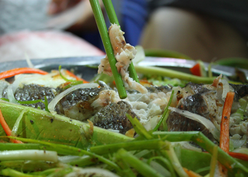 cá lóc hấp bầu