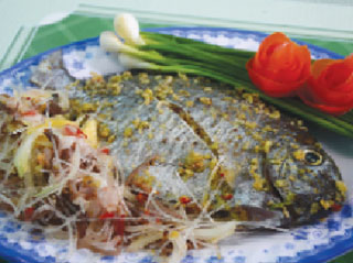 cá dìa, cá hấp bún