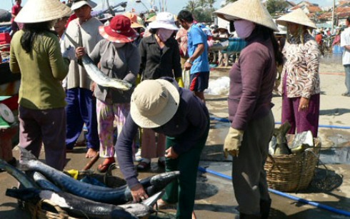 Nhộn nhịp chợ cá Hòa Hiệp Trung, Đông Hòa. Ảnh Dân Việt