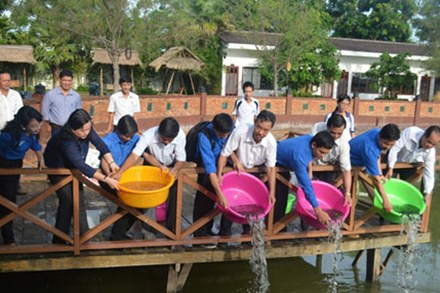60 kg cá giống được Sở NNPTNT và Tỉnh đoàn Bạc Liêu thả vào ao của Khu du lịch sinh thái Hồ Nam và nhà hàng Thanh Niên.