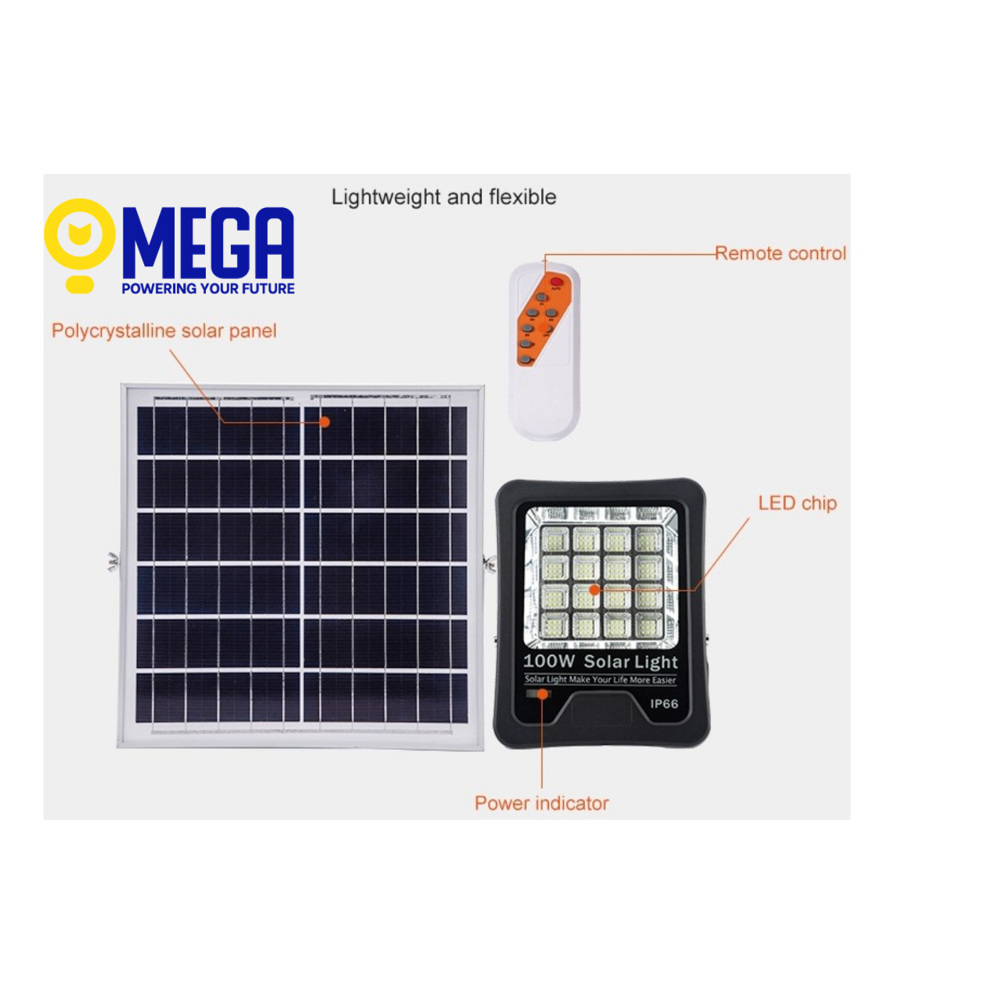 Đèn LED Năng Lượng Mặt Trời 50W