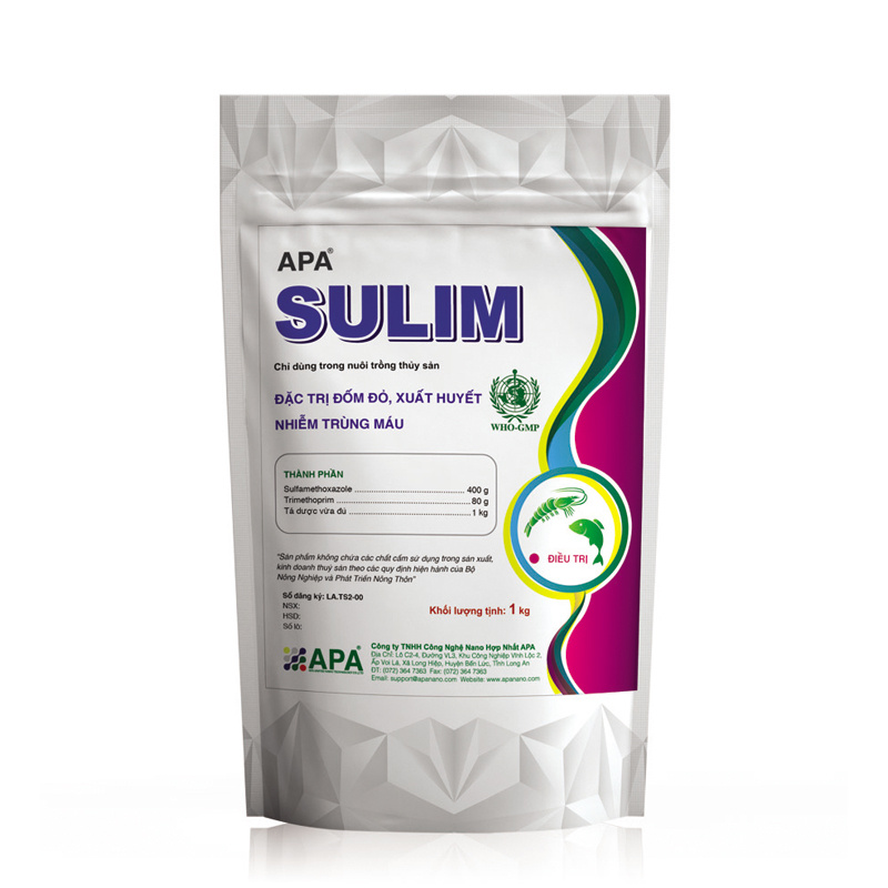 APA SULIM - Đặc trị đốm đỏ, xuất huyết, nhiễm trùng máu trên cá