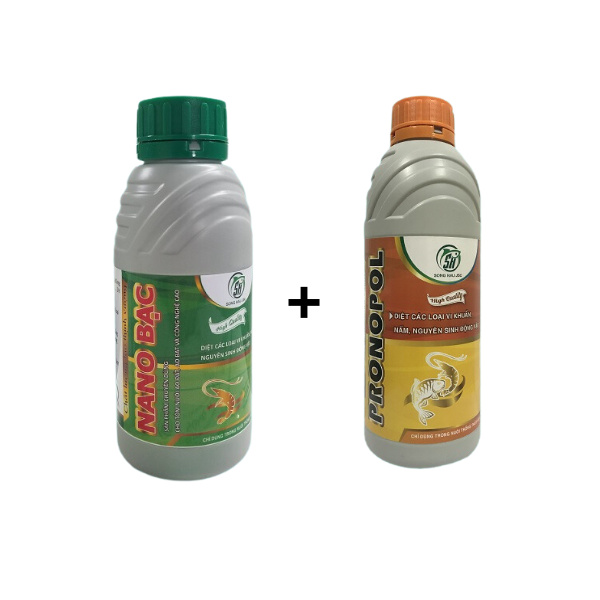 Combo 2 sản phẩm trị bệnh đốm đen ở TÔM: Nano Bạc + Pronopol