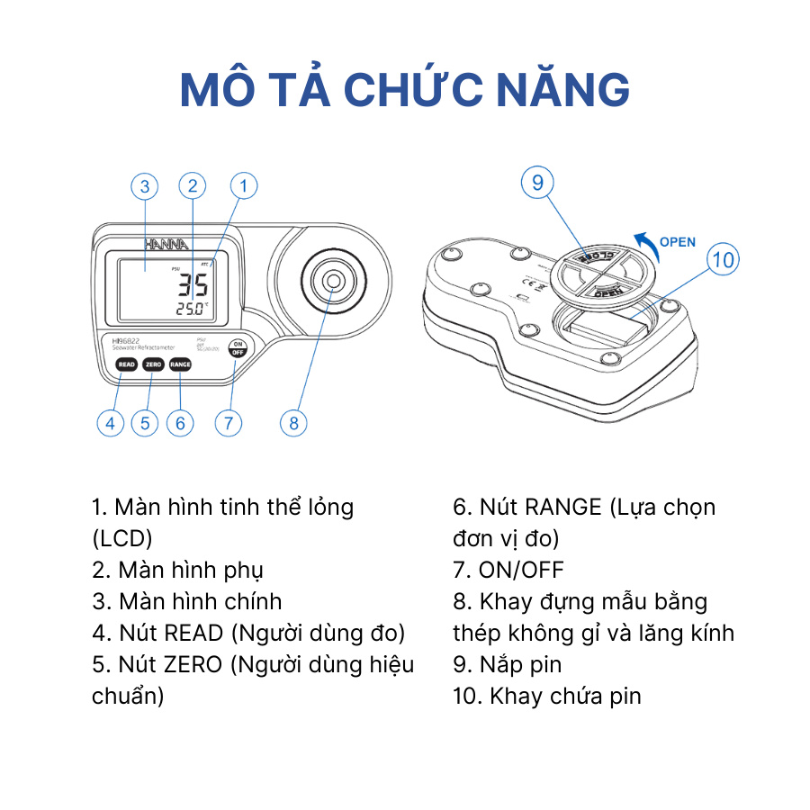 Máy đo muối HI96822 HANNA - Ảnh 5