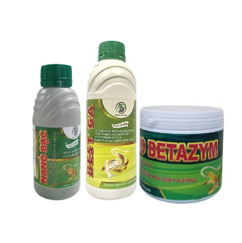 Combo 3 sản phẩm phòng ngừa và điều trị bệnh gan và đường ruột cho TÔM: Nano Betazyme + Nano Bạc + Best Ga