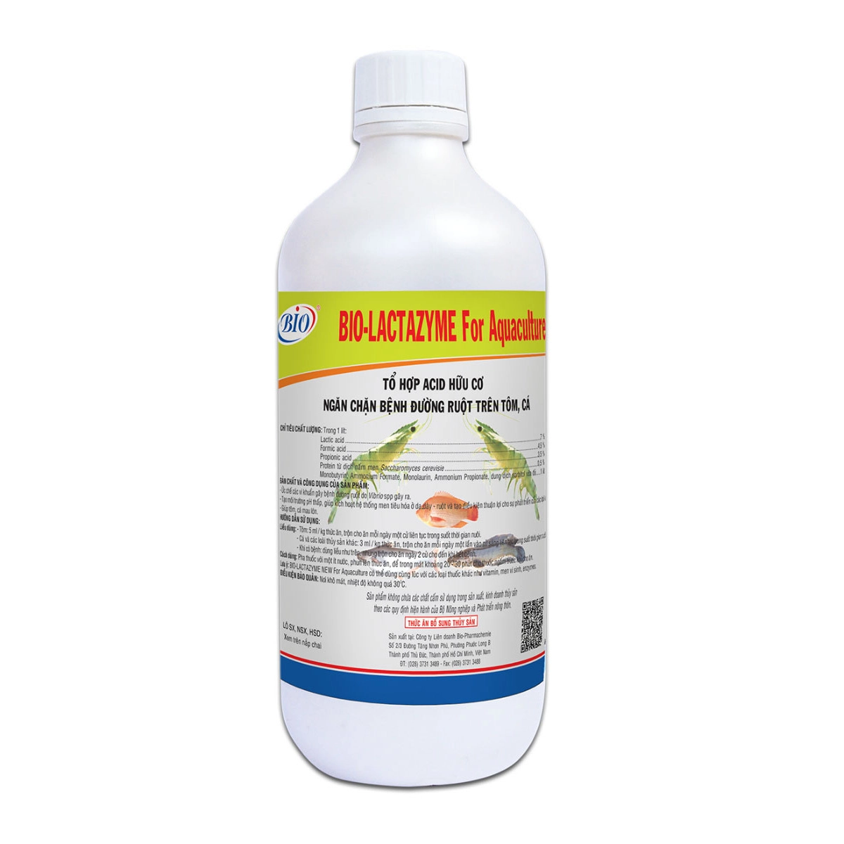 Tổ hợp Acid hữu cơ  Bio-Lactazyme for Aquaculture New ngăn chặn bệnh đường ruột trên tôm, cá