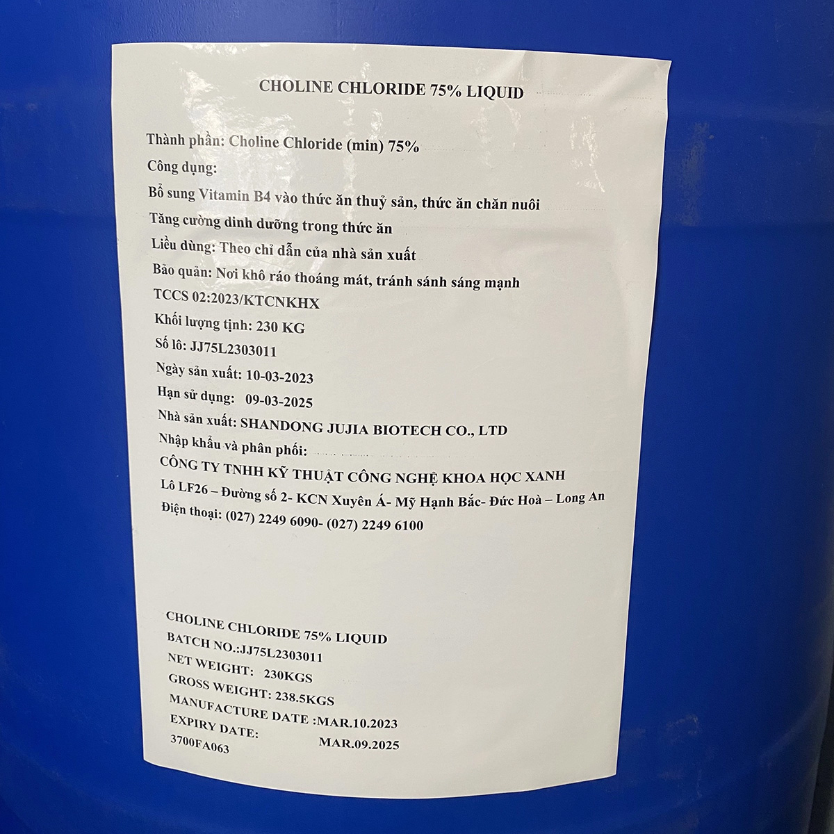 CHOLINE CHLORIDE 75% – Vitamin B4 - Ảnh 2