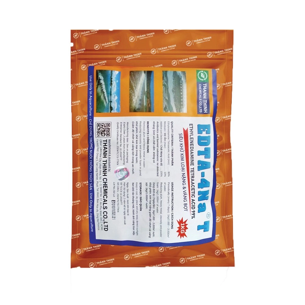 EDTA-4Na®T - Siêu khử phèn, khử kim loại nặng, giảm độ nhớt và váng bọt - Bao 1kg