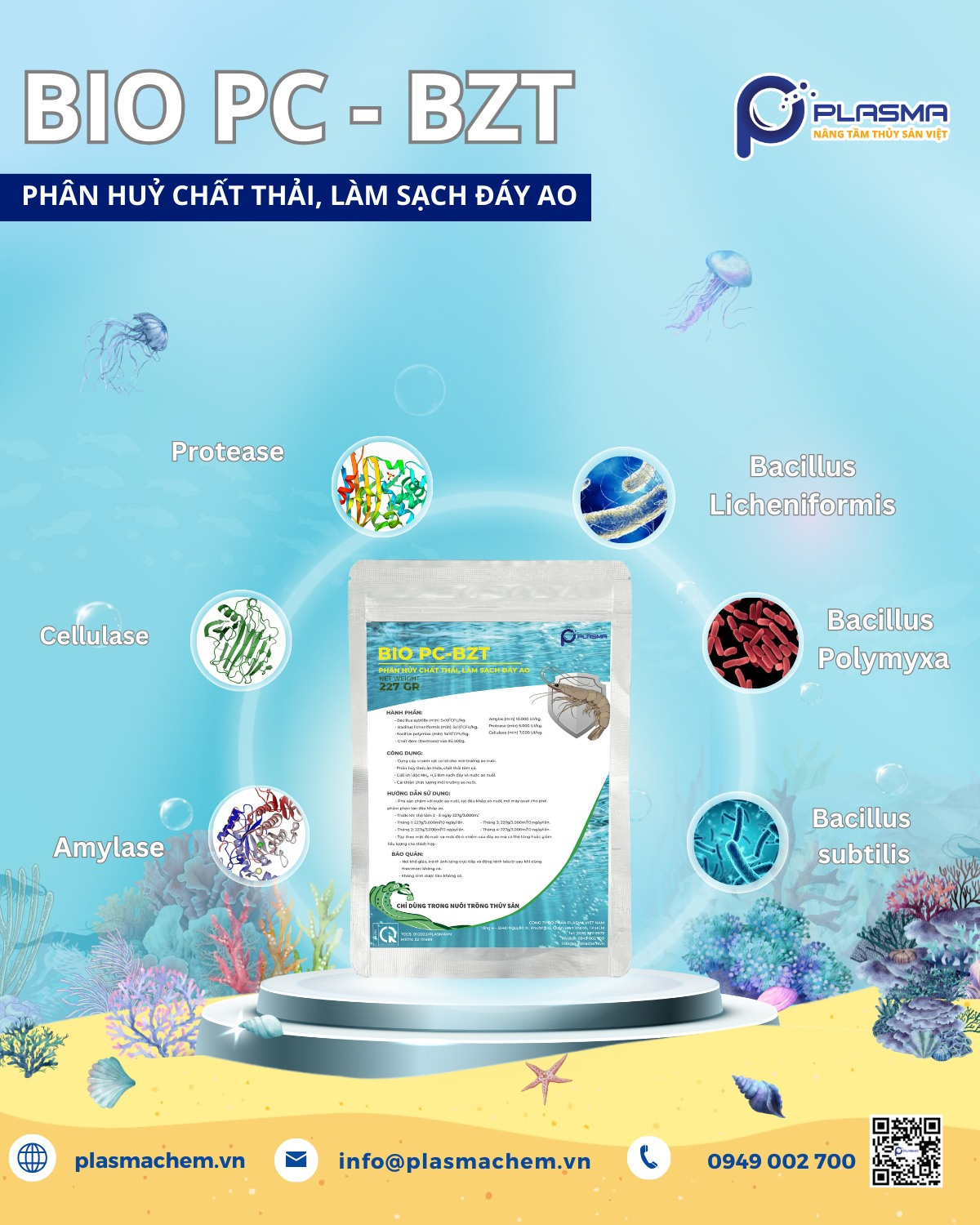 Bio PC - BZT. Phân hủy chất thải tôm, cá ao nuôi thủy sản. Làm sạch đáy ao nuôi. - Ảnh 3