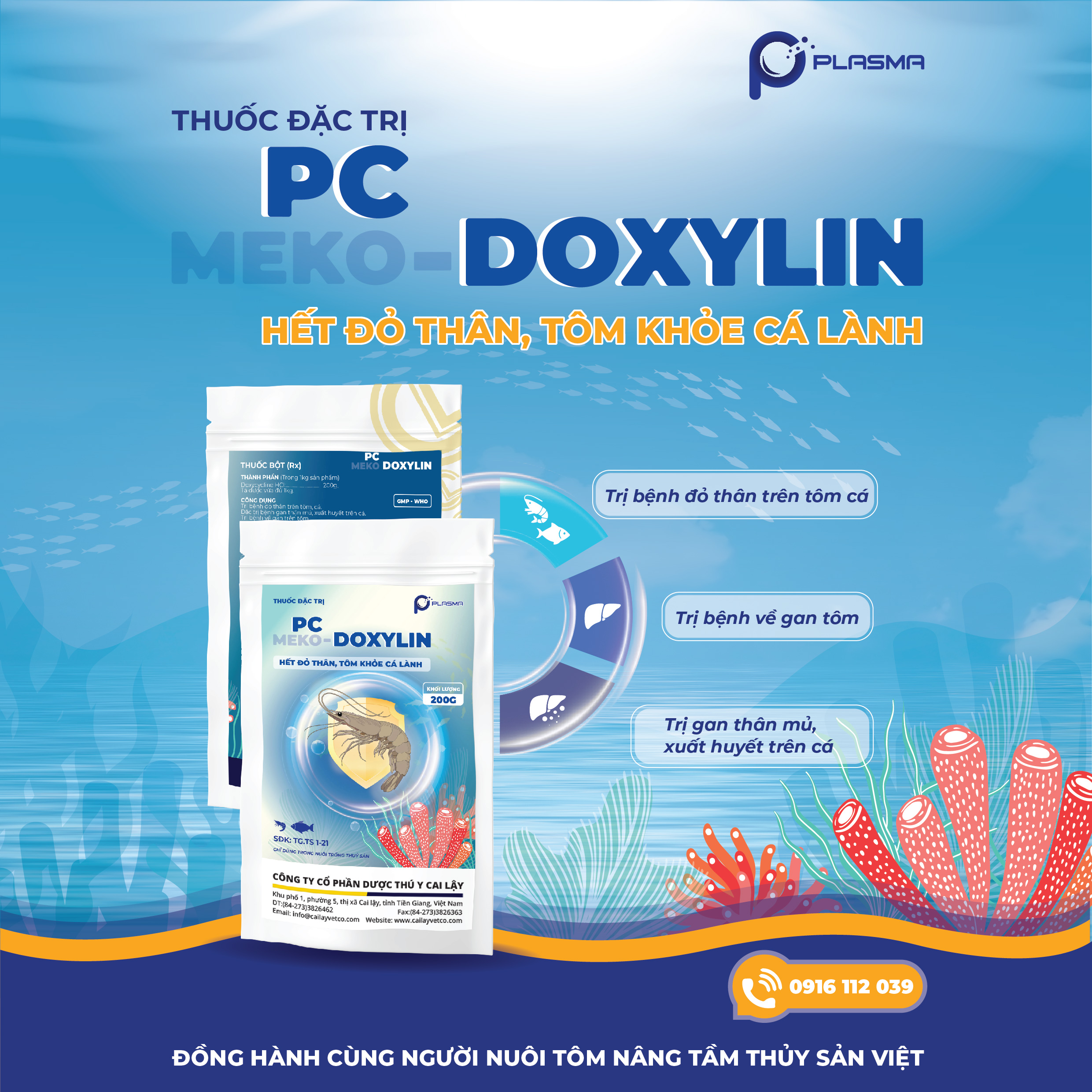 PC MEKO - DOXYLIN - Thuốc thủy sản đặc trị hết đỏ thân, tôm khỏe cá lành - Ảnh 3