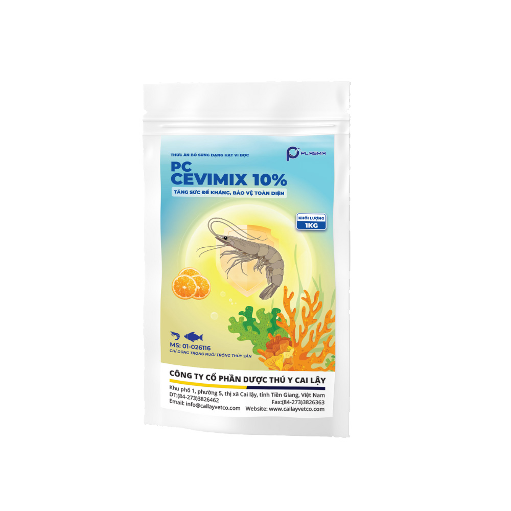 Thức ăn bổ sung dạng hạt vi bọc Vitamin C - PC CEVIMIX 10% Tăng sức đề kháng, bảo vệ toàn diện cho tôm cá